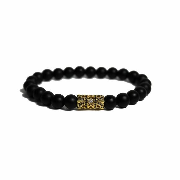🔴 Regal Bracelet - Matte Onyx & Gold - Picture 1 of 1